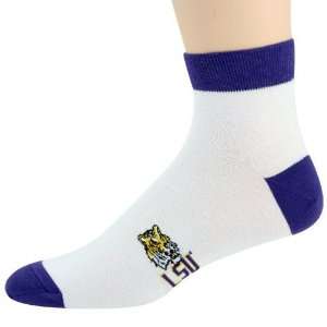  NCAA LSU Tigers White Purple Low Cut Socks Sports 