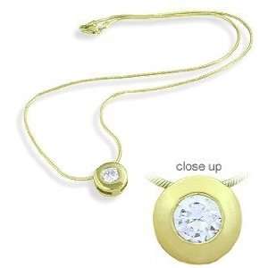  Yellow Gold Bezel Pendant with Snake Chain Jewelry