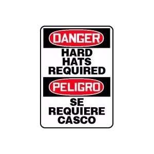   HARD HATS REQUIRED (BILINGUAL) Sign   20 x 14 .040 Aluminum Home
