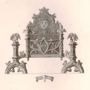 Pugins Litho Iron & Brass Design 1835  FIRE GRATE  