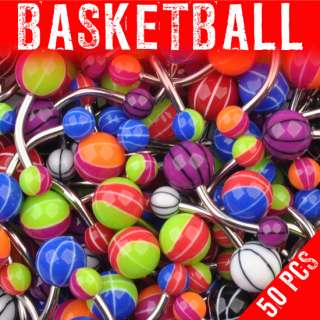 Assorted BASKETBALL 50 Navel Rings Mixed Belly Button MIX Piercing 