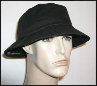 NEW HAT BLACK WAXED COTTON BUCKET WATER REPELLENT CAP PLAID LINING 