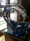 David Wight XXL Tsunami Wave Glass Sculpture, Cobalt Blue