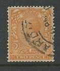 GB KG5 1924 COIL 2d SIDEWAYS WATERMARK SG421b FAIR PERFS GOOD USEDcv 