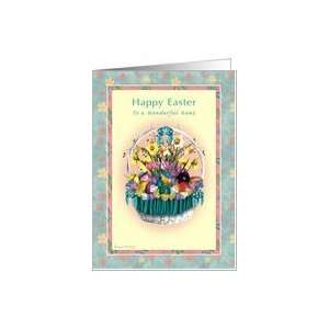  Aunt   Happy Easter   Easter Basket with Flowers Card 