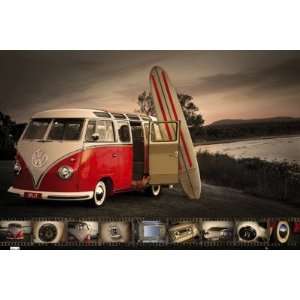  VW  Kombi Surfboard Poster Print, 36x24