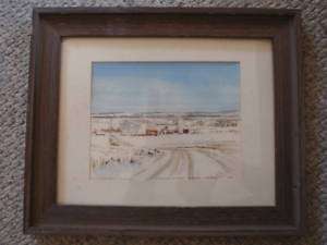 Davis Gray Watercolor over Lithograph Penlines  