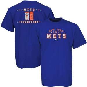  Majestic New York Mets Royal Blue Ticket History T shirt 