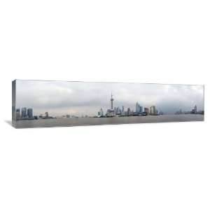 Shanghai Bund Panoramic View   Gallery Wrapped Canvas   Museum Quality 