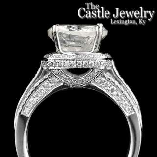   31 CTTW Round Brilliant Diamond Pave Bezel Band Engagement Ring  