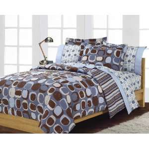  Boys Teen Geometric Blue and Brown Comforter Set