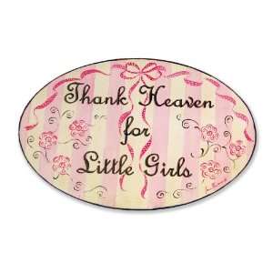   Thank Heaven for Little Girls Pink and Brown Oval Wall Plaque Baby