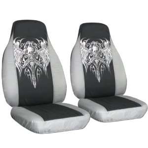  2 Silver and Black Gothic seat covers for a 2006 to 2012 