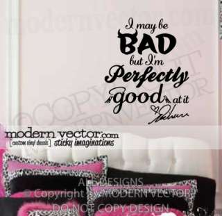 RIHANNA lyric Vinyl Wall Decal Lettering I MAY BE BAD  