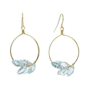  Blue Topaz Marquis Stone Cluster on a Gold Plated Wire 