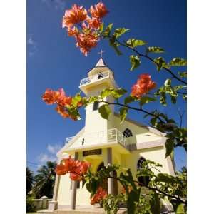  Flowers and Church on Takapoto Atoll, French Polynesia 