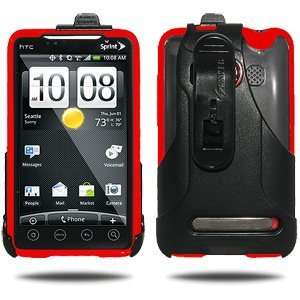  Quality Amzer Tpu Hybrid Case Swivel Holster Combo Red For Htc Evo 