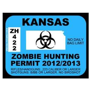  Kansas Zombie Hunting Permit 2012 (Bumper Sticker 