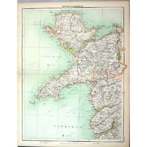  Bartholomew Map Carnarvon Wales Barmouth Cardigan Bay 1891 