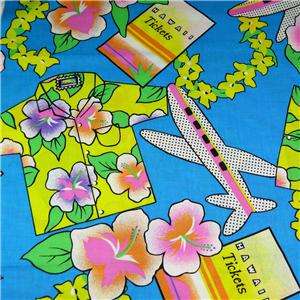 Vintage Tourist Look Hawaiian Design Cotton Fabric 38 by 38  