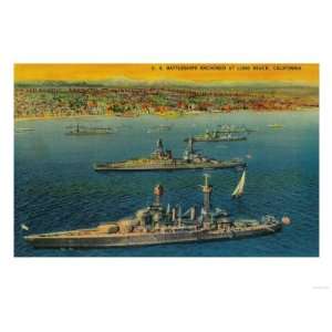  U.S. Battleships Anchored at Long Beach   Long Beach, CA 