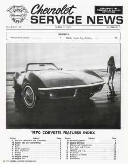 CHEVROLET 1970 Corvette Shop Manual 70  