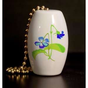 Lovely Violas Porcelain Fan / Light Pull