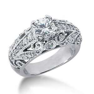  Antique Round Diamond Ring in Platinum Jewelry