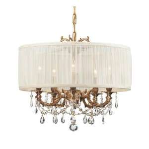 Aged Brass Chandelier with Clear Hand Polished Crystal and an Antique 