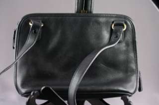 Vintage Aigner Black Leather & Brass Shoulder Purse  