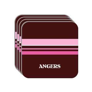 Personal Name Gift   ANGERS Set of 4 Mini Mousepad Coasters (pink 