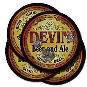  DEVIN Family Name Beer & Ale Coasters 