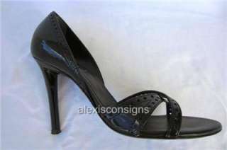 Roger Vivier Black Perforated Patent Leather High Heels Shoes 37 