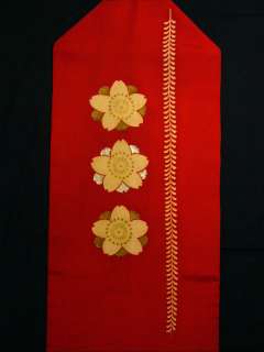 9223J Japan Kimono Vivid Tomato Red NAGOYA OBI Sakura  