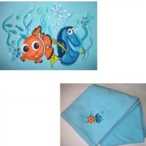   FINDING NEMO THROW BLANKET 50 X 60 Fleece Embroidered Nemo Dory Home