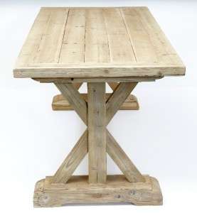 RUSTIC PINE SHABBY TRESTLE DINING TABLE  