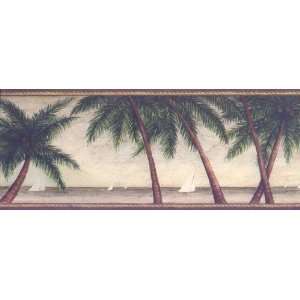  Country House Palm Tree Wallpaper Border