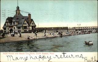 South Boston MA Beach City Point Head House c1910 Postcard  