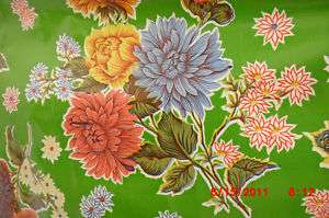 GREEN MUMS OILCLOTH VINYL SEWING FABRIC BTY  