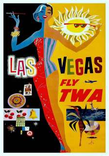 MAGNET Vintage Travel Poster LAS VEGAS Fly TWA  