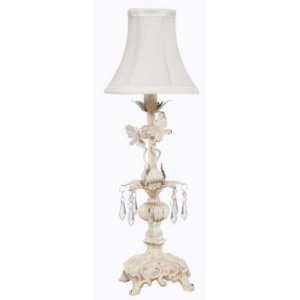 Set of 2 Shabby and Very Chic Off White Cream Table Lamps with Crystal 