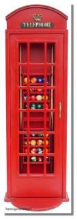   BRITISH TELEPHONE BOOTH billiard pool table cue stick phone cabinet
