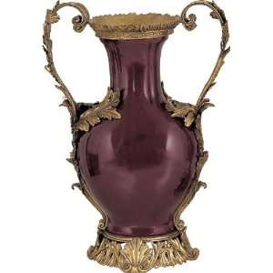  Burgandy Vase w/Bronze Han