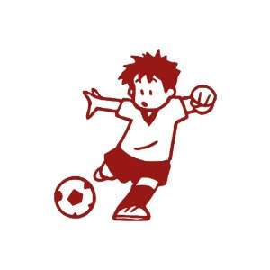  Soccer Boy medium 7 Tall BURGANDY vinyl window decal 