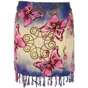  Rayon Wrap Skirt Short   One Size Pink Butterflies (each 