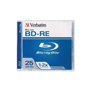  Verbatim Blu Ray 2X 25GB BD RE Rewritable Media 1 Pack in 