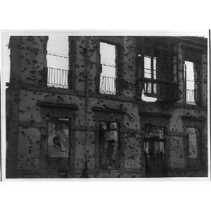  Wall,Bombed out building,shrapnel holes,Spain,1936 39 