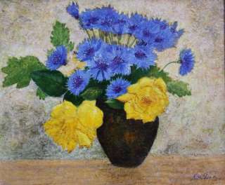 STILL LIFE FLOWERS PATRICIA NIK DAD FRENCH OIL PAINTING Rough Luxe 