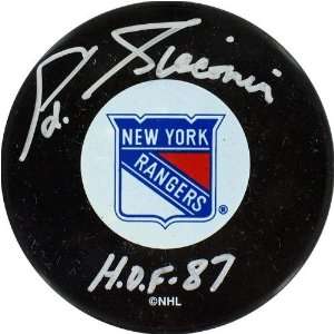 Eddie Giacomin New York Rangers Autograph Puck w/ HOF 87 Insc 