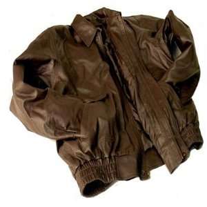  Chocolate Brown Solid Leather Bomber Jacket   Size 3X 